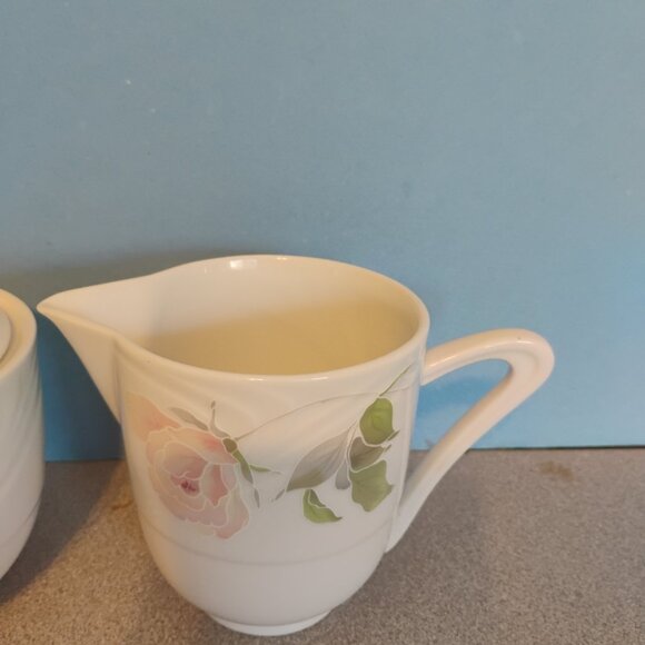 Fine China of Japan Sculpture Rose Pattern  and Creamer Set, Vintage - Picture 3 of 5